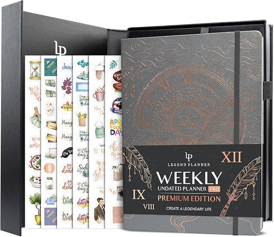 Legend Planner PRO Premium Large Undated Weekly, Monthly & Budget Planner with Habit Tracker Life Organizer for Time & Task Management, Goal Setting & Productivity A4 Size (Mystic Grey, New Cover)