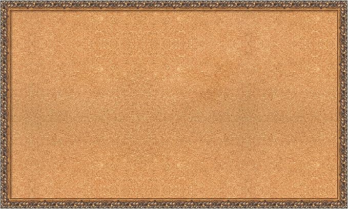 Amanti Art Natural Cork Board for Wall, 24x40 Vision Board with Bronze Frame, Large Corkboard Office Decor for Home Organization, Traditional Corkboard Pinboard to Display Items for Home Organization