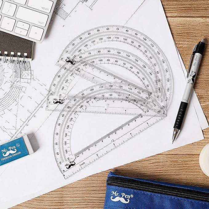 Mr. Pen Protractor, 6 Inches Protractor, Pack of 3