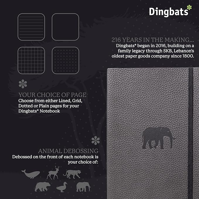 Dingbats A5 Wildlife Lined Notebook Journal - Premium Vegan Leather Softcover Executive Journal for Women & Men - Work, Note Taking, Writing & Travel