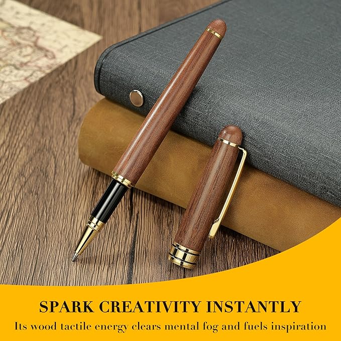 BEILUNER Luxury Walnut Ballpoint Pen Writing Set - Elegant Fancy Nice Gift Pen Set for Signature Executive Business Office Supplies - Gift Boxed with Extra Refills (Black)