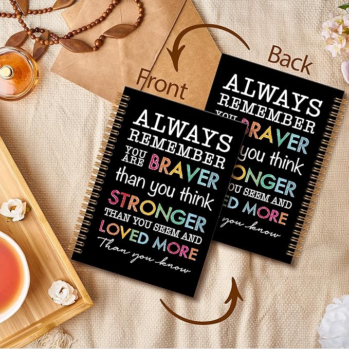 Inspirational Motivational Notebook Journal, Inspirational Gifts Spiral Notebook, You are Brave Motivational Notebooks Gifts for Women, Positive Gifts School Office Supplies, 6x8.2In（Black）