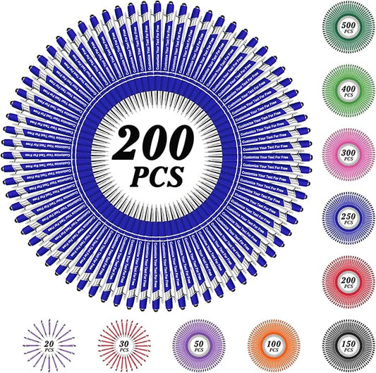Max 500 Pcs Personalized Pens Bulk, Custom Pens with Free Engraving, Customized Stylus Tip Ballpoint Pen with Your Name Massage Text for School Office Business Graduation Anniversaries-200 Packs