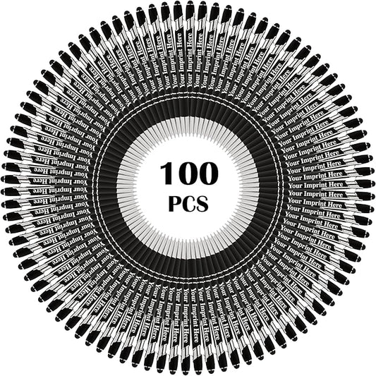 Up to 500 Pcs Custom Pens Bulk | Rainbow of Colors | Soft-Touch Metal Black Ink Personalized with Name or Message (Black, 100 pcs)