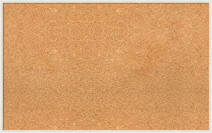 Amanti Art Natural Cork Board for Wall, 21x33 Vision Board with White Frame, Large Corkboard Office Decor for Home Organization, Modern Corkboard Pinboard to Display Items for Home Organization in