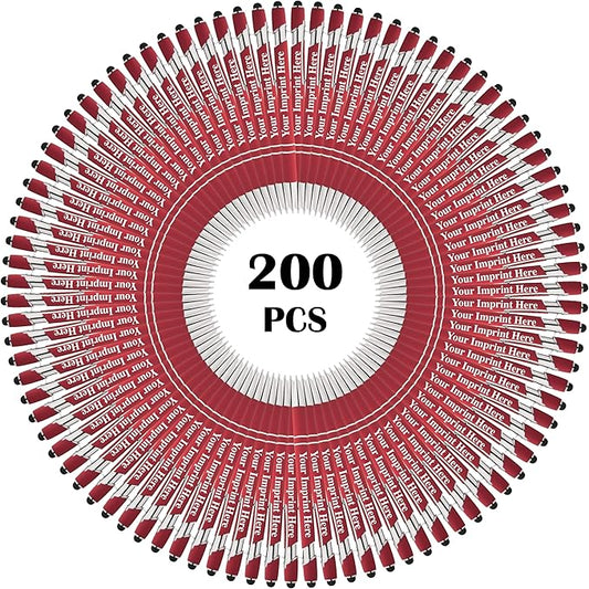 Up to 500 Pcs Custom Pens Bulk | Rainbow of Colors | Soft-Touch Metal Black Ink Personalized with Name or Message (Red, 200 pcs)