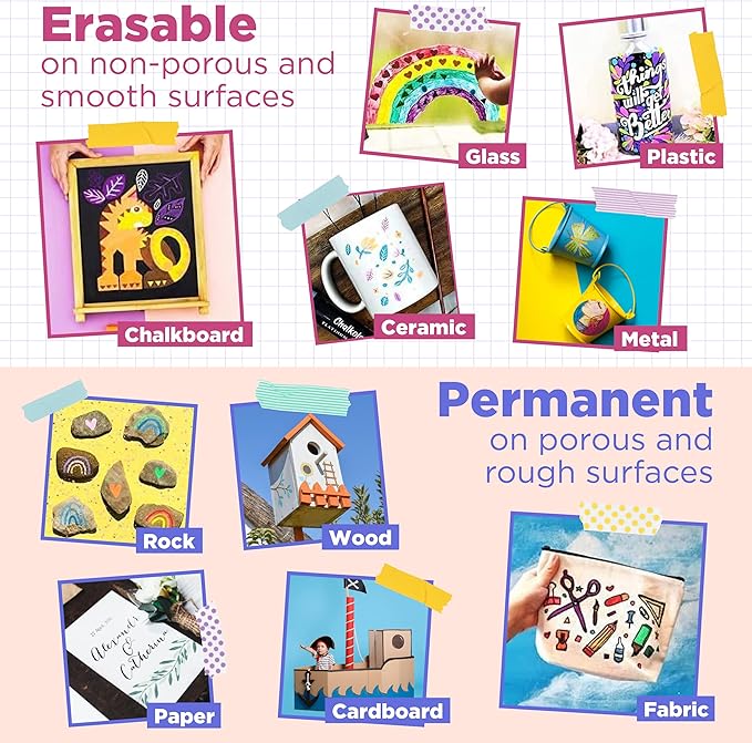 Extra Fine Tip Chalk Markers - (1mm Tip, Pack of 40) Neon, Pastel & Metallic | Erasable Liquid Chalk Pens for Chalkboard, Blackboard, Window, Labels, Bistro, Glass - Wet Erase Markers Fine Point