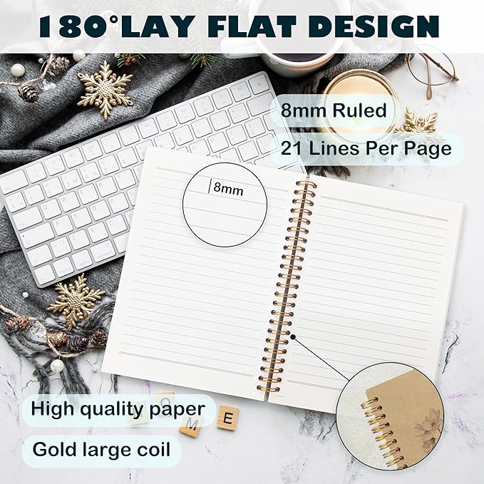 BearCake Floral Christian Notebook Journal, Christian Gifts for Women, Bible Notebooks for Note Taking, Bible Journaling Notebook, Hardcover Spiral Notebook 5.5x8.3 kraft paper