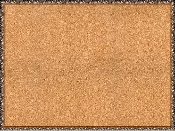 Amanti Art Natural Cork Board for Wall, 36x48 Vision Board with Bronze Frame, Oversize Corkboard Office Decor for Home Organization, Traditional Corkboard Pinboard to Display Items for Home