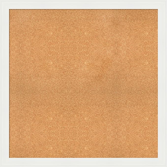 Amanti Art Natural Cork Board for Wall, 37x37 Vision Board with White Frame, Oversize Corkboard Office Decor for Home Organization, Casual Corkboard Pinboard to Display Items for Home Organization in