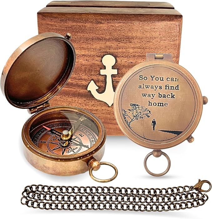Brass Directional Engraved Compass, Baptism Gifts for Boys Girls, First Communion, Christian Gifts for Men, First Confirmation Gifts for Boys, Inspirational
