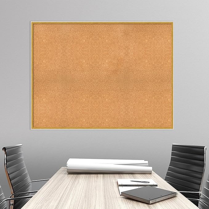 Amanti Art Natural Cork Board for Wall, 37x49 Vision Board with White Frame, Oversize Corkboard Office Decor for Home Organization, Modern Corkboard Pinboard to Display Items for Home Organization in