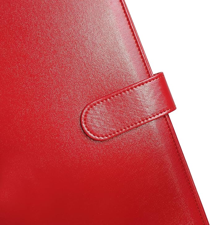 Mymazn Padfolio Clipboard Folder Portfolio, Faux Leather Storage Clipboard with Cover for Legal Pad Holder Letter Size A4 Writing Pad for Business School Office Conference Notepad Clip Boards (Red)