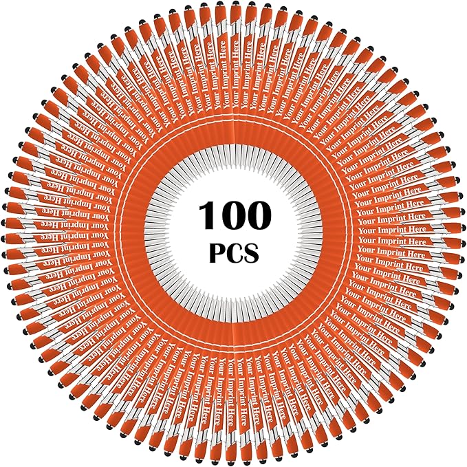 Up to 500 Pcs Custom Pens Bulk | Rainbow of Colors | Soft-Touch Metal Black Ink Personalized with Name or Message (Orange, 100 pcs)