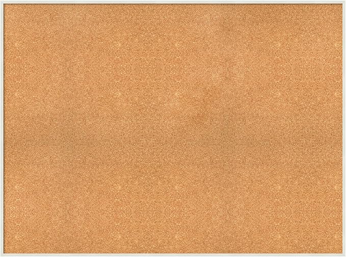 Amanti Art Natural Cork Board for Wall, 35x47 Vision Board with White Frame, Oversize Corkboard Office Decor for Home Organization, Modern Corkboard Pinboard to Display Items for Home Organization in