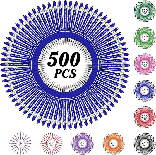 Max 500 Pcs Personalized Pens Bulk, Custom Pens with Free Engraving, Customized Stylus Tip Ballpoint Pen with Your Name Massage Text for School Office Business Graduation Anniversaries-500 Packs