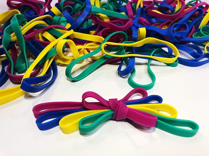 Rubber Bands, Size 64 (3 1/2" x 1/4"), Colorful Elastic Stretchable Non Latex Rubber Bands Rubber Band Bulk, Elastic Band Loops for Files Bank Paper Bills Money,office or home use, 50g Bag