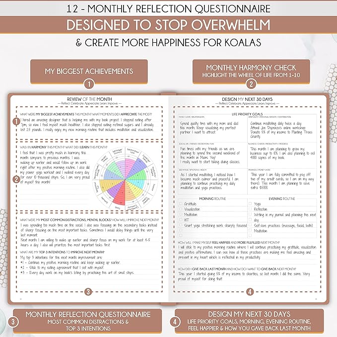 Life Planner - Gratitude Journal for Men & Women | Daily, Weekly & Monthly Planner with Budget Section, Time Blocking, Habit Tracker for Peace of Mind Planning to Increase Productivity & Happiness