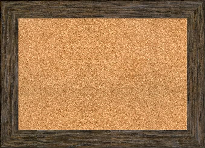 Amanti Art Natural Cork Board for Wall, 31x43 Vision Board with Brown Wood Frame, Large Corkboard Office Decor for Home Organization, Rustic Farmhouse Corkboard Pinboard to display items for home