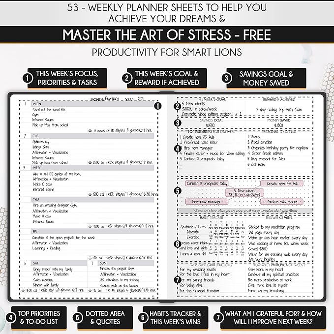 Journal for Men- Undated Daily, Weekly & Monthly Planner with Budget Section | A 12 Month Journey to Increase Productivity & Happiness | Life Organizer & Gratitude Journal - Horizontal Format