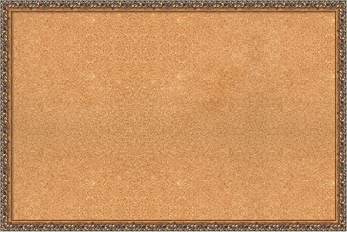 Amanti Art Natural Cork Board for Wall, 24x36 Vision Board with Bronze Frame, Large Corkboard Office Decor for Home Organization, Traditional Corkboard Pinboard to Display Items for Home Organization