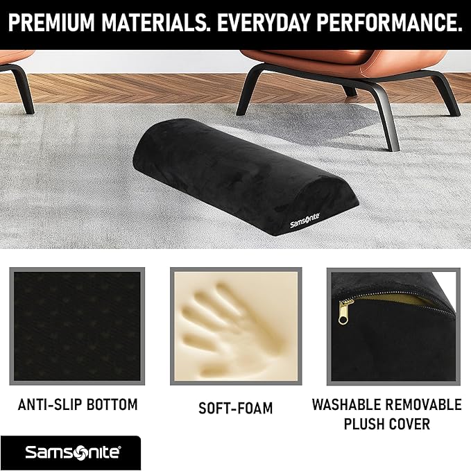 Samsonite Foot Rest for Under Desk at Work – Ergonomic Foot Stool for Couch – Versatile Under Desk Footrest for Office & Home, Foot Support Underdesk