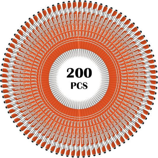 Up to 500 Pcs Custom Pens Bulk | Rainbow of Colors | Soft-Touch Metal Black Ink Personalized with Name or Message (Orange, 200 pcs)