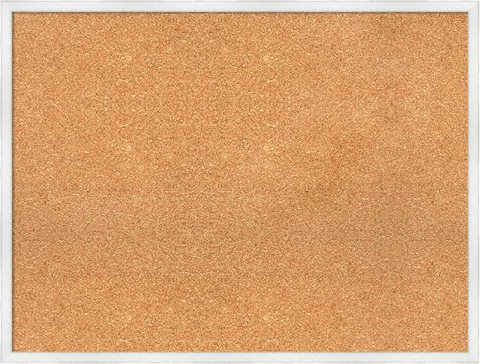 Amanti Art Natural Cork Board for Wall, 25x33 Vision Board with White Frame, Large Corkboard Office Decor for Home Organization, Country Rustic Corkboard Pinboard to Display Items for Home