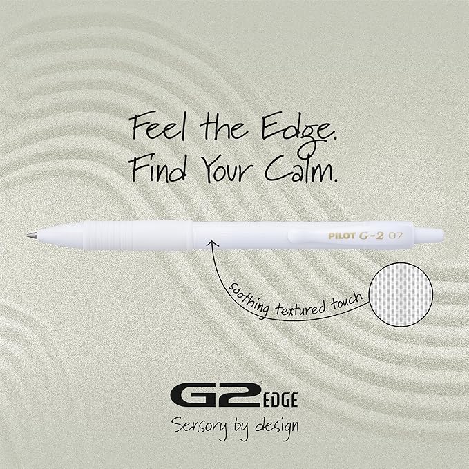 PILOT, G2 Edge White Premium Gel Roller Pens, Sensory Writing Experience, 8ct box, Fine Point 0.7 mm